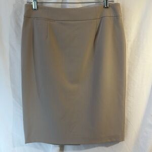 Calvin Klein tan back zip, lined pencil skirt. 8.